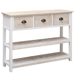 Buffet Blanc et marron 108x30x76 cm Bois de Paulownia massif