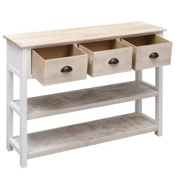 Buffet Blanc et marron 108x30x76 cm Bois de Paulownia massif