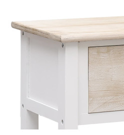 Buffet Blanc et marron 108x30x76 cm Bois de Paulownia massif