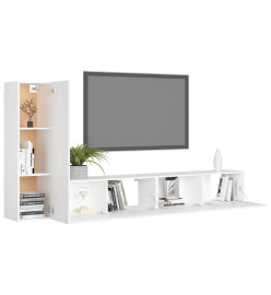 Ensemble de meuble TV 3 pcs Blanc Aggloméré