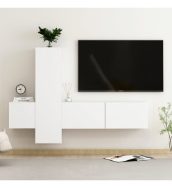 Ensemble de meubles TV 3 pcs Blanc Aggloméré