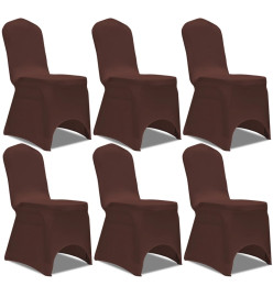 Housse de chaise extensible 6 pcs marron