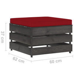 Salon de jardin 2 pcs avec coussins Bois imprégné de gris