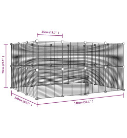 Cage animaux de compagnie à 28 panneaux et porte Noir 35x35 cm