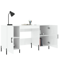 Bureau Blanc brillant 140x50x75 cm Bois d'ingénierie