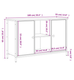 Meuble TV chêne marron 100x35x65 cm bois d'ingénierie