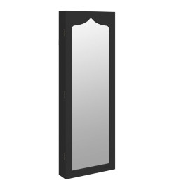 Armoire à bijoux avec miroir murale noir 37,5x10x106 cm