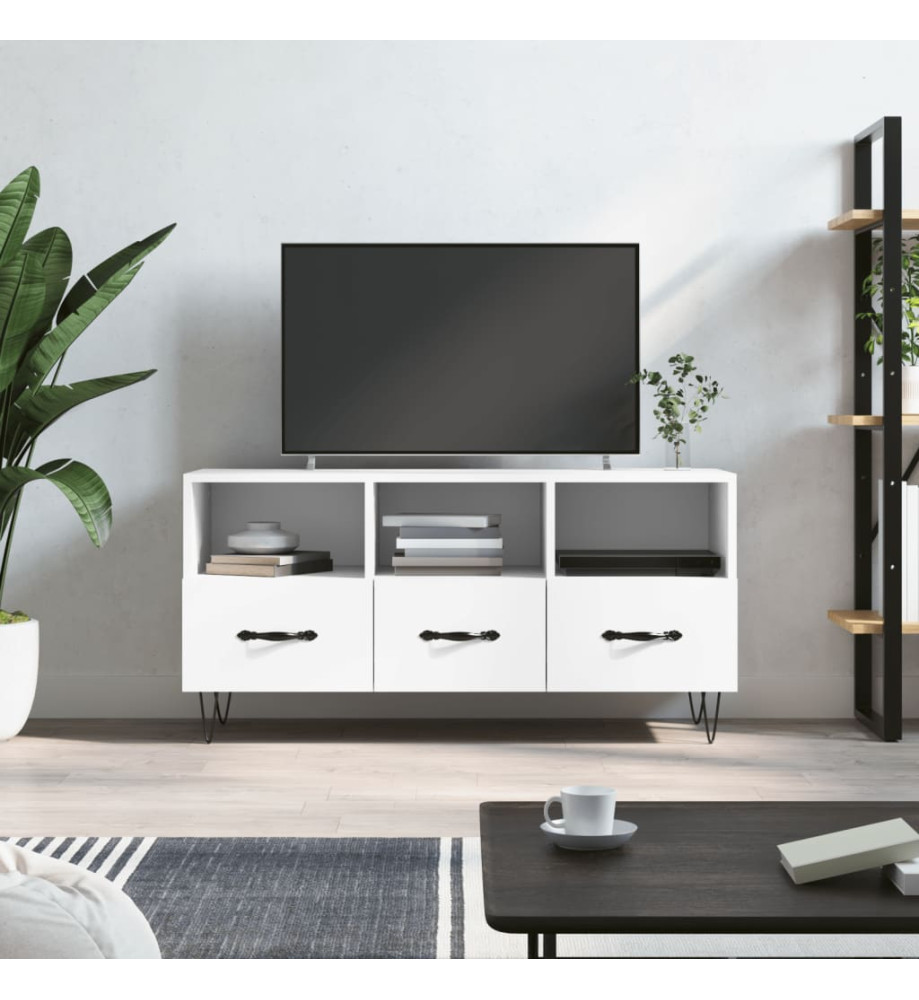 Meuble TV blanc 102x36x50 cm bois d'ingénierie