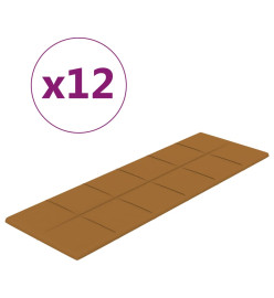 Panneaux muraux 12 pcs Marron 90x30 cm Velours 3,24 m²