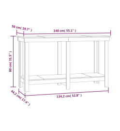 Banc de travail Gris 140x50x80 cm Bois de pin massif