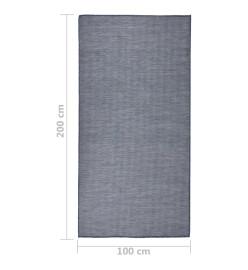 Tapis à tissage plat d'extérieur 100x200 cm Bleu