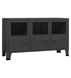 Buffet industriel Anthracite 105x35x62 cm Métal et verre