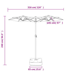 Parasol à double tête noir 316x240 cm