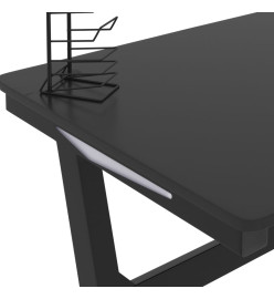 Bureau de jeu à LED avec pieds en forme de Z Noir 90x60x75 cm