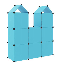 Armoire de rangement pour enfants avec 8 cubes Bleu PP