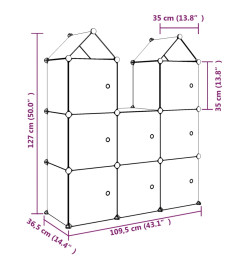 Armoire de rangement pour enfants avec 8 cubes Bleu PP