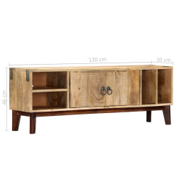 Meuble TV 130x30x46 cm Bois massif de manguier brut