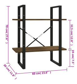 Bibliothèque 2 niveaux Chêne brun 60x30x70 cm Bois d'ingénierie