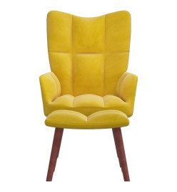 Chaise de relaxation avec repose-pied Jaune moutarde Velours