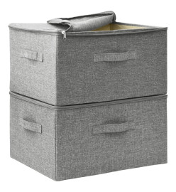 Boîtes de rangement 2 pcs Tissu 43x34x23 cm Gris