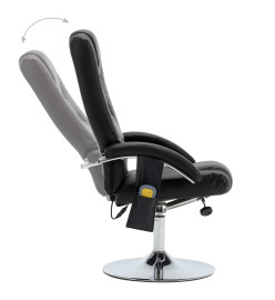 Fauteuil de massage avec repose-pied noir similicuir