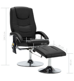 Fauteuil de massage avec repose-pied noir similicuir