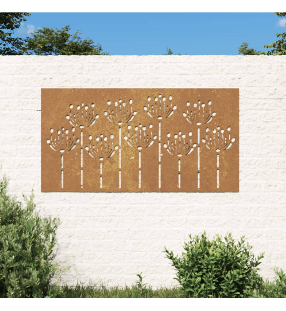 Décoration murale jardin 105x55 cm acier corten design de fleur