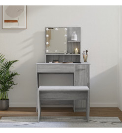 Ensemble de coiffeuse avec LED Sonoma gris Bois d'ingénierie