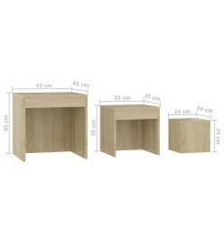 Tables gigognes 3 pcs Chêne sonoma Aggloméré