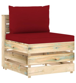 Canapé de jardin 3 places avec coussins bois imprégné de vert