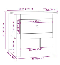 Table d'appoint Noir 50x50x49 cm Bois massif de pin