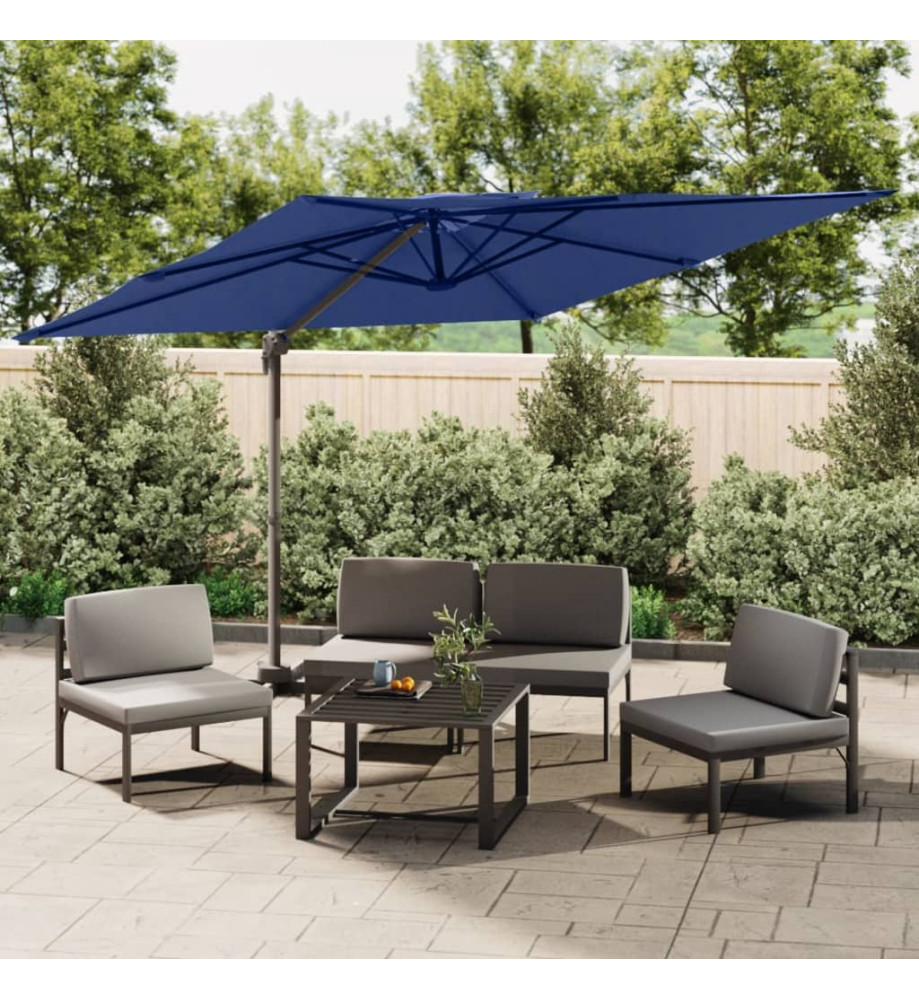 Parasol cantilever à double toit Bleu azuré 400x300 cm