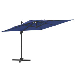 Parasol cantilever à double toit Bleu azuré 400x300 cm