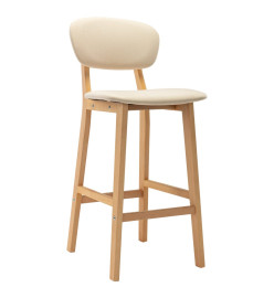 Tabourets de bar lot de 2 crème tissu