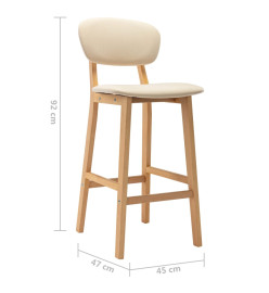 Tabourets de bar lot de 2 crème tissu