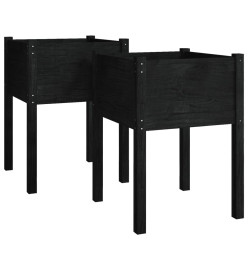 Jardinières 2 pcs Noir 50x50x70 cm Bois de pin massif