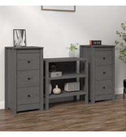 Buffets 2 pcs Gris 40x35x80 cm Bois massif de pin