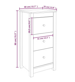 Buffets 2 pcs Gris 40x35x80 cm Bois massif de pin