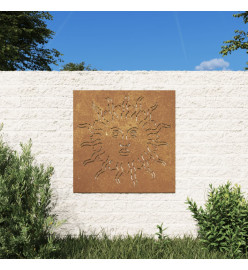 Décoration murale jardin 55x55 cm acier corten design du soleil