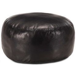 Pouf 60 x 30 cm Noir Cuir véritable de chèvre