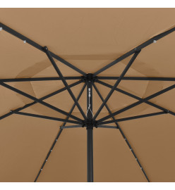 Parasol d'extérieur avec LED et mât en métal 400 cm Taupe