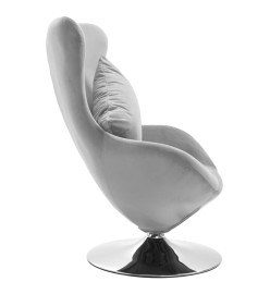 Fauteuil pivotant en forme d’œuf et coussin Gris clair Velours