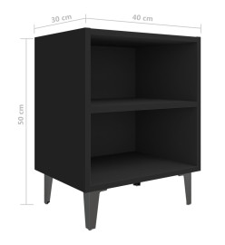 Tables de chevet pieds en métal 2 pcs noir 40x30x50 cm