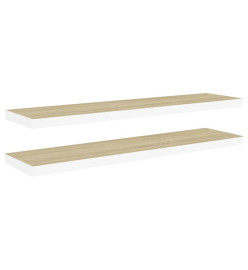 Étagères flottantes 2 pcs Chêne et blanc 90x23,5x3,8 cm MDF