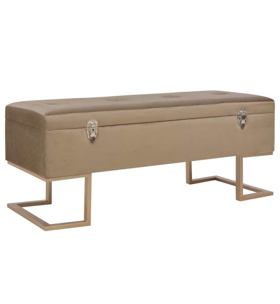 Banc avec compartiment de rangement 105 cm Beige Velours