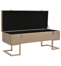 Banc avec compartiment de rangement 105 cm Beige Velours