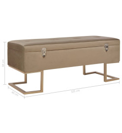 Banc avec compartiment de rangement 105 cm Beige Velours