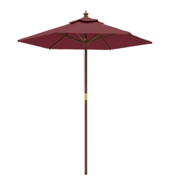 Parasol de jardin avec mât en bois rouge bordeaux 196x231 cm