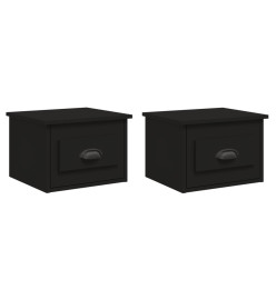 Tables de chevet murales 2 pcs noir 41,5x36x28 cm