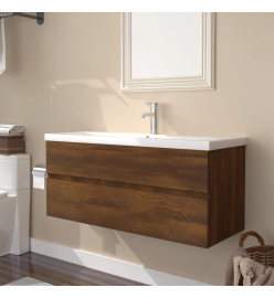 Meuble lavabo avec bassin intégré Chêne brun Bois d'ingénierie